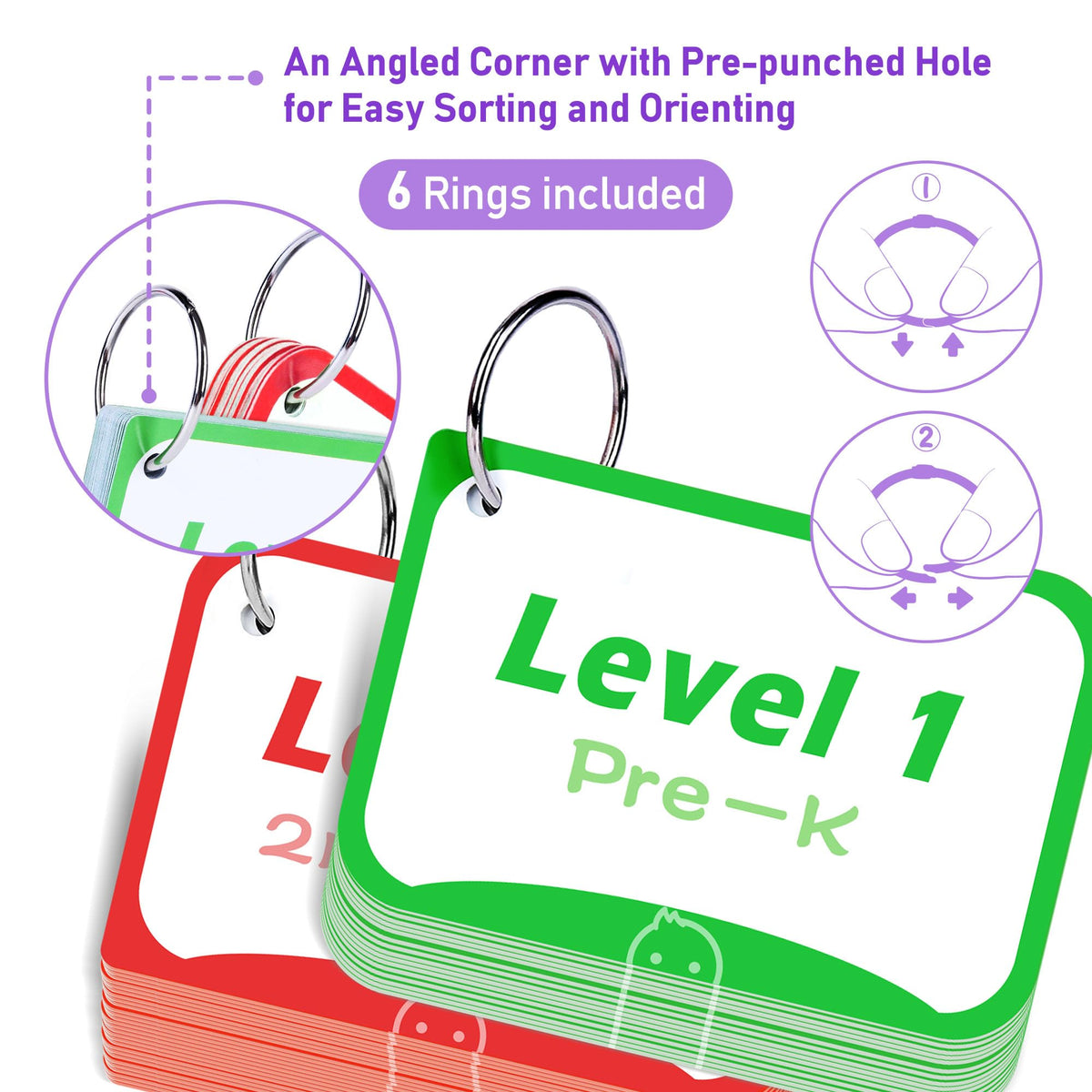 BenBen Sight Words Flash Cards color-coded levels help organize practice
