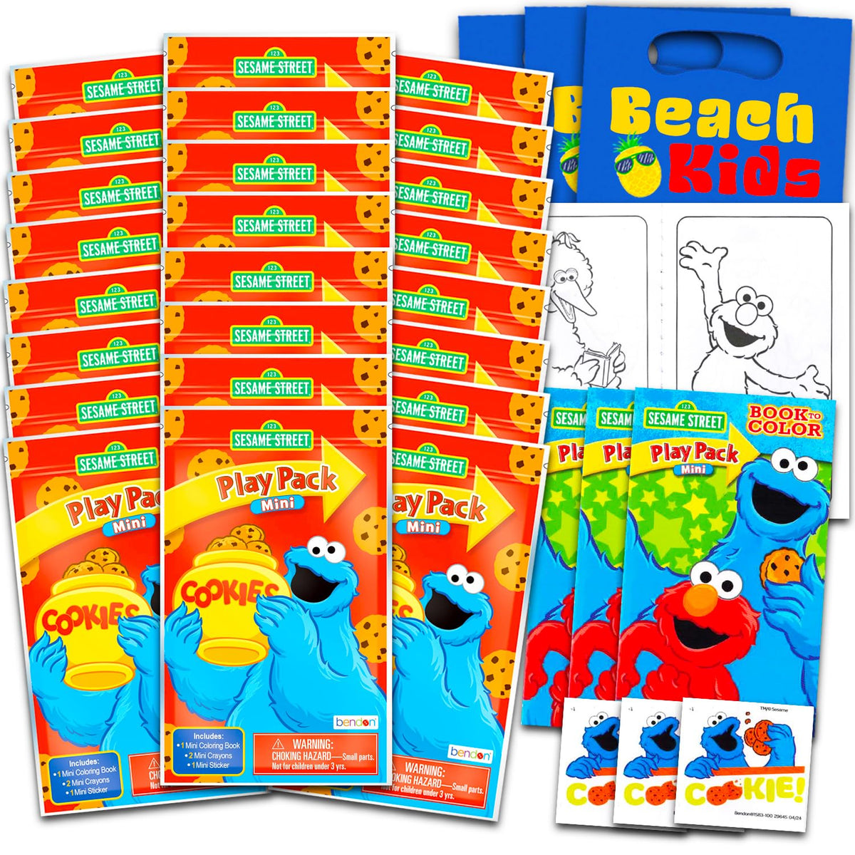 Bendon Cookie Monster mini favors with 24 grab-and-go play packs for kids' birthdays
