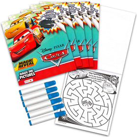 Bendon Disney Cars Imagine Ink bundle contents featuring 12 books and 6 markers for portable fun.