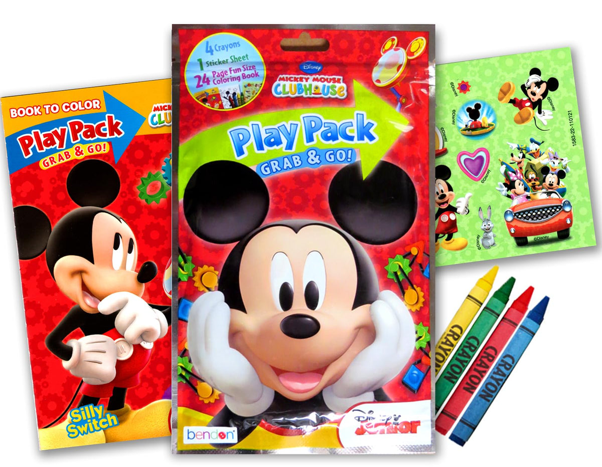 Bendon Mickey coloring books and stickers pack encouraging creative play at parties.