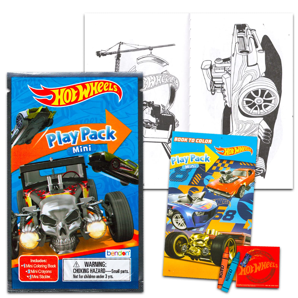 Bendon Hot Wheels mini pack includes coloring book and utensils for creative activity
