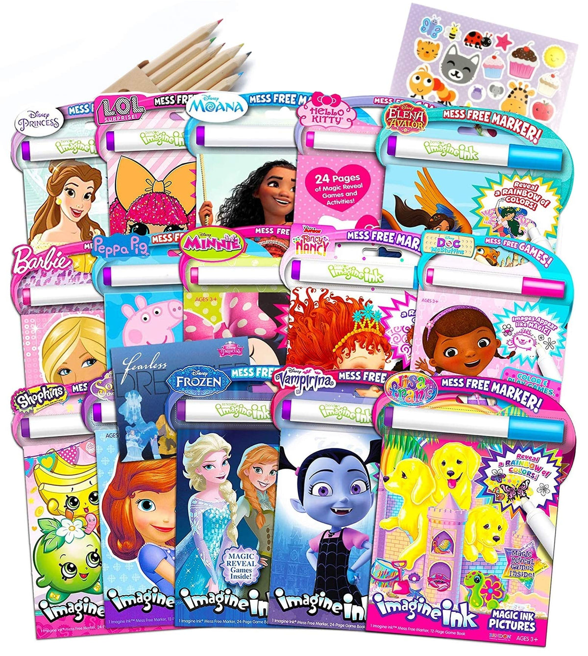 Bendon Imagine Ink set cover showcasing six books for mess-free play
