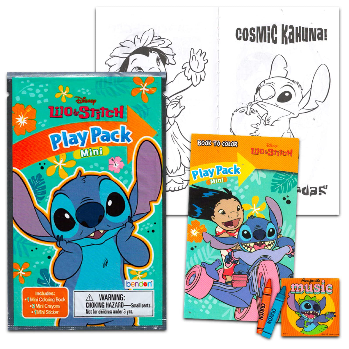 Lilo and Stitch grab-n-go play packs with coloring pages and stickers ready for party use