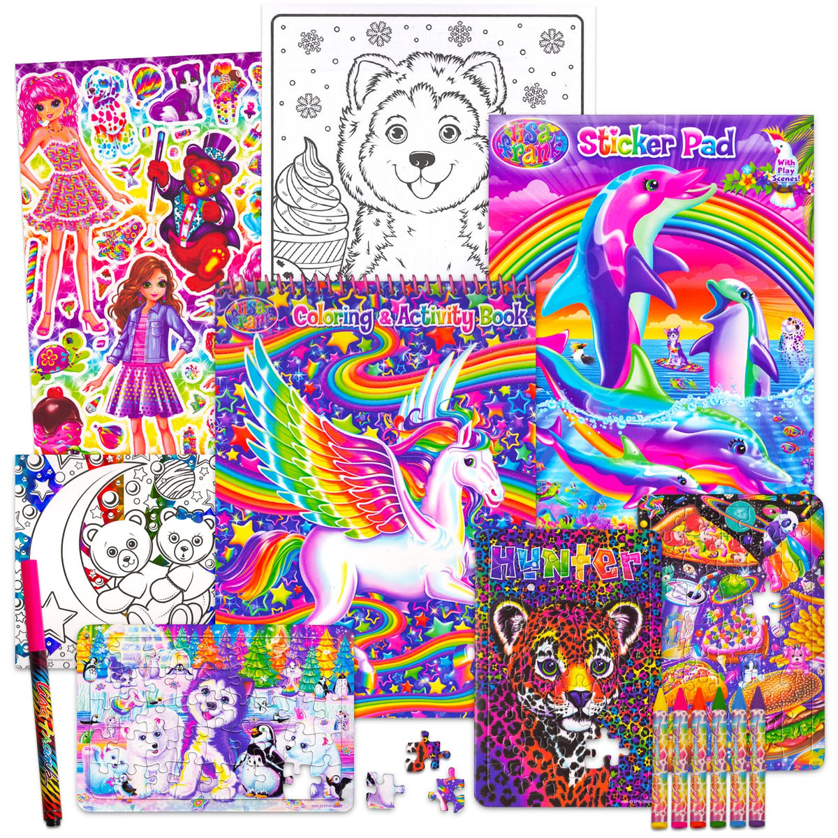 Bendon Lisa Frank stickers sheet featuring bright designs for creative projects.