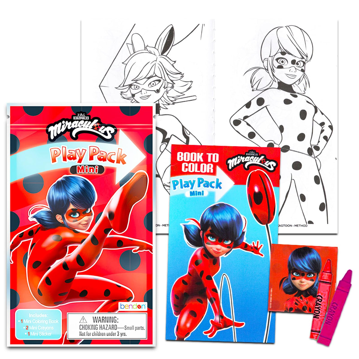 Bendon Miraculous Ladybug mini coloring book inside each pack for creative play.
