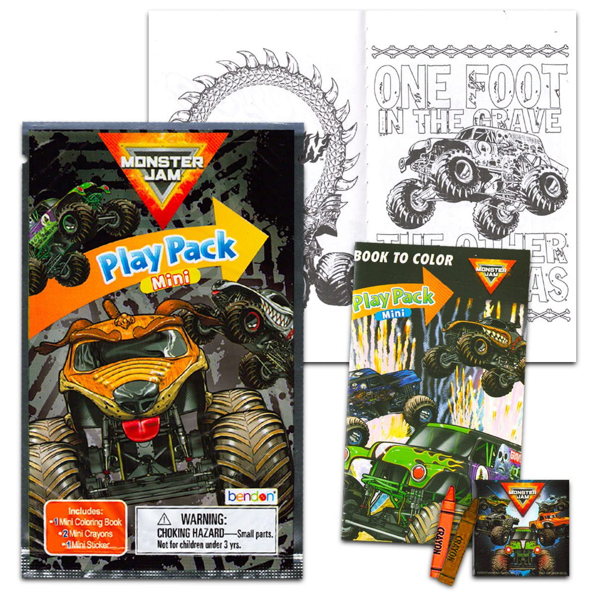 Bendon Monster Jam mini coloring book included inside the pack