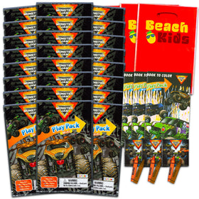 Bendon Monster Jam mini party favors pack displaying 24 grab-n-go packs for parties