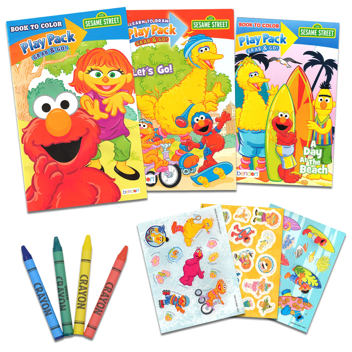 Bendon Sesame Street playpacks four crayons for kids' art on the move