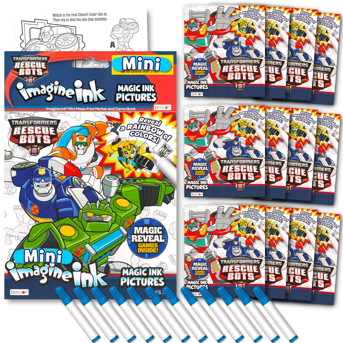 Bendon Transformers Rescue Bots Imagine Ink 12-pack cover for mess-free coloring fun