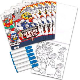 Transformers Rescue Bots Imagine Ink 12-pack pages showing colorful reveal activity