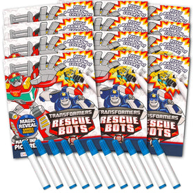Bendon Transformers Rescue Bots Imagine Ink mini-markers shown for rainbow color reveals