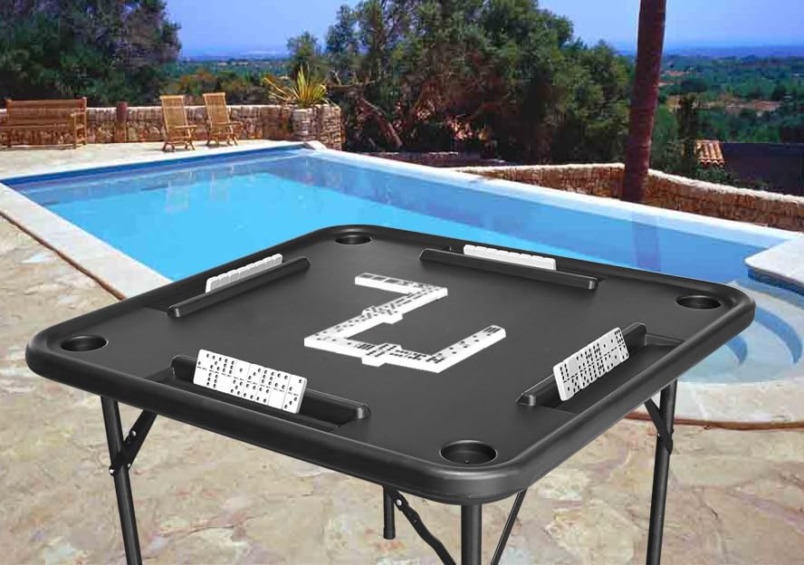 Bene Casa Black Domino Table steel legs lock for a stable setup.