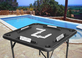 Bene Casa Black Domino Table steel legs lock for a stable setup.