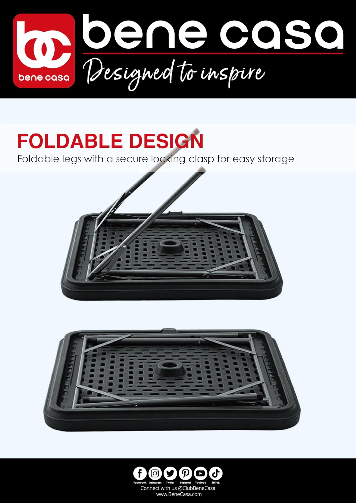 Bene Casa Black Domino Table tile racks keep dominos secure during play.