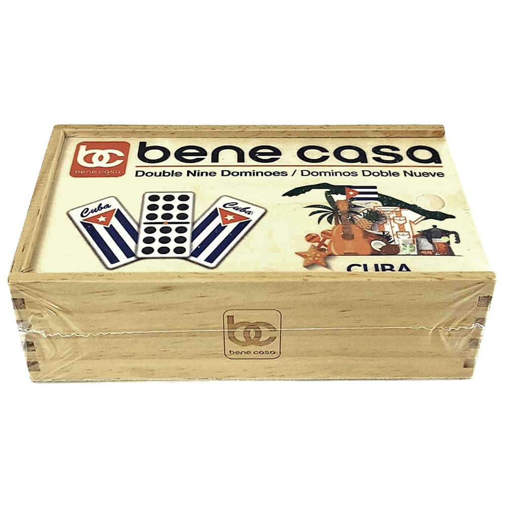 Bene Casa dominoes with Cuban flag back design close-up for vibrant play