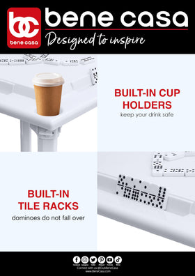 Bene Casa table featuring drinks holder keeps beverages away from the game.
