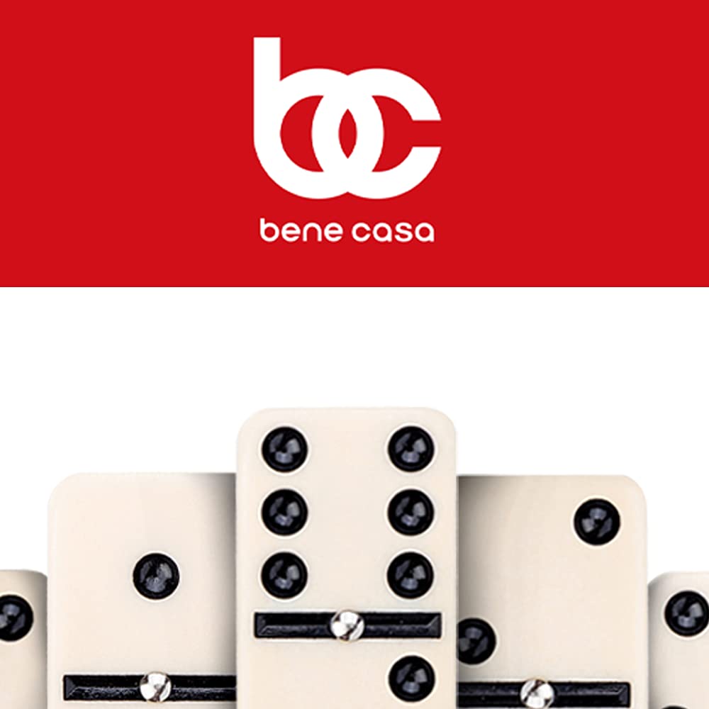 Shelf-ready Bene Casa Cuban flag dominoes beside decor or game night corner