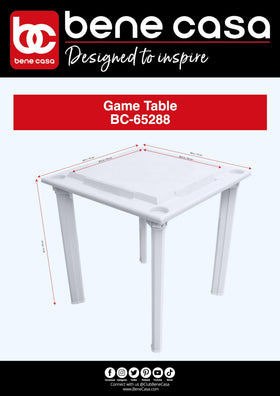 Bene Casa waterproof plastic table easy to clean after outdoor use.