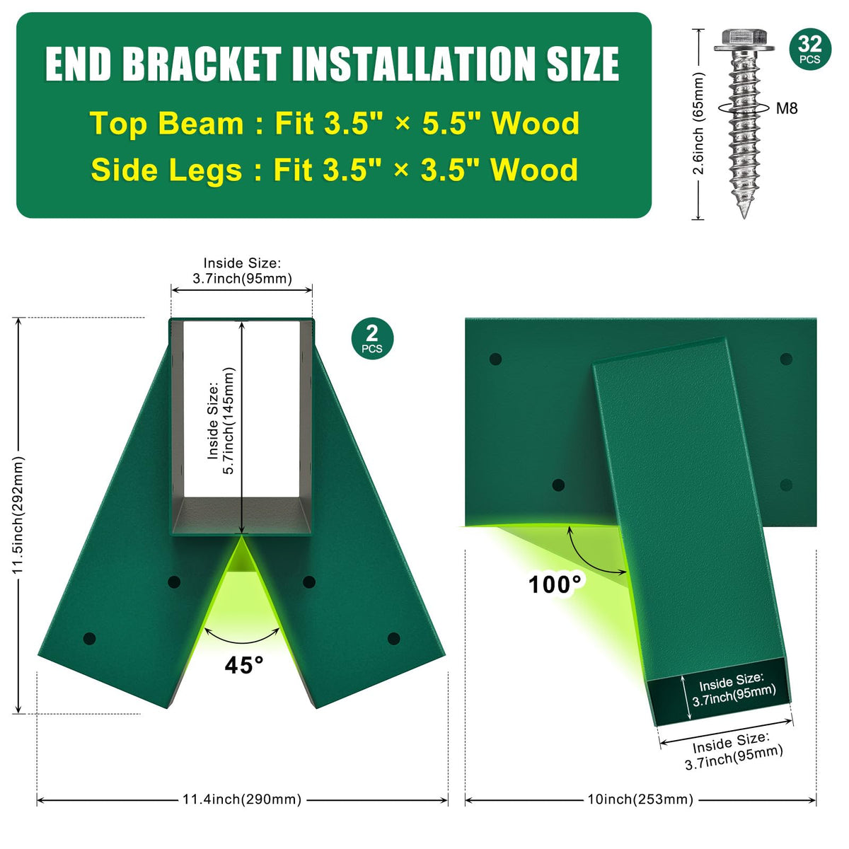 BeneLabel 4x4 side legs 96-inch length highlight leg support for stable structure