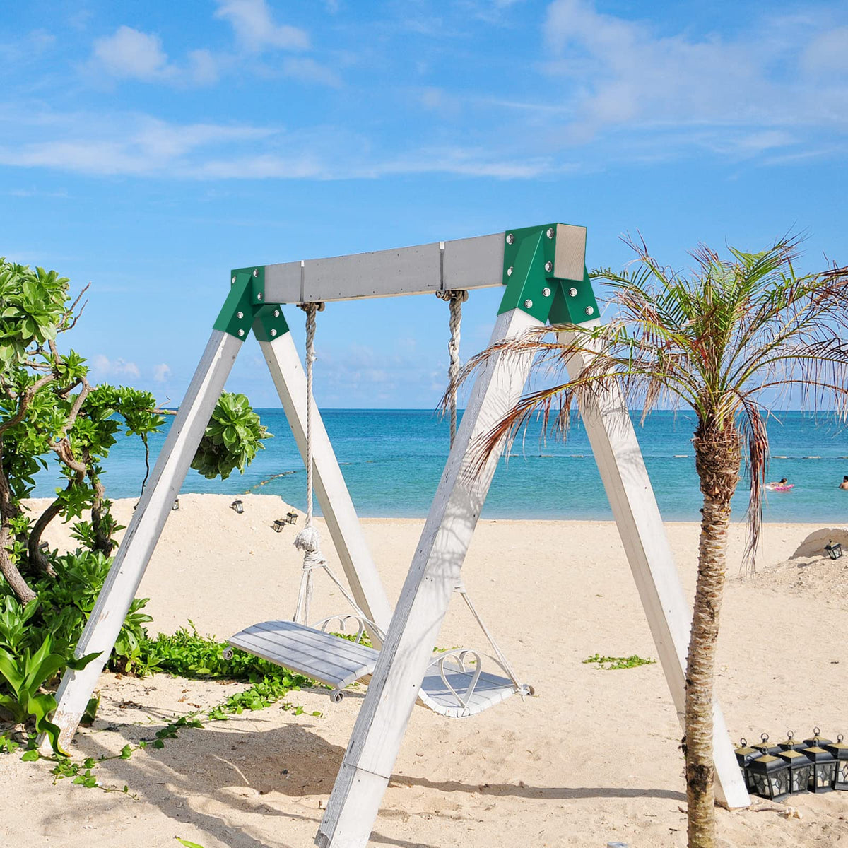 BeneLabel end brackets with hardware included for ready-to-assemble swing frames