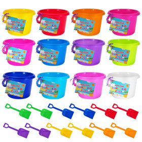 BeneFine 12-pack sand buckets in bright colors for beach play and easy storage