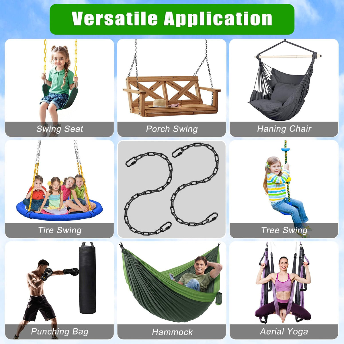 BeneLabel swing chain suitable for indoor and outdoor use for various hanging furniture.