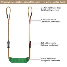 BeneLabel outdoor backyard setup with bright green seating.