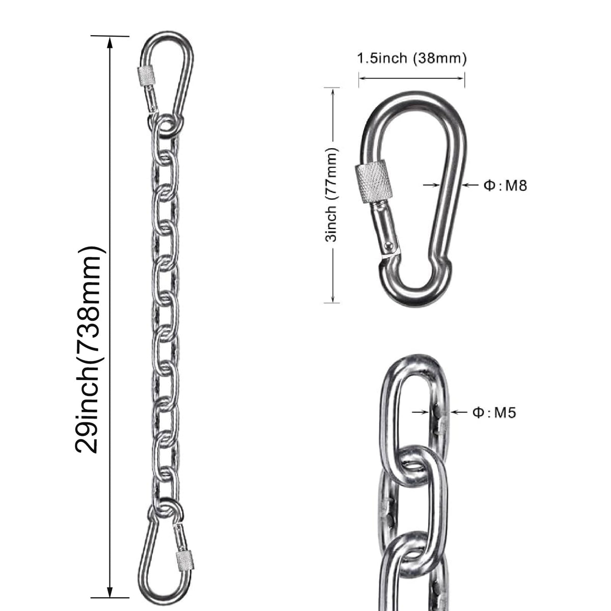 Benelabel stainless steel carabiners with secure locking