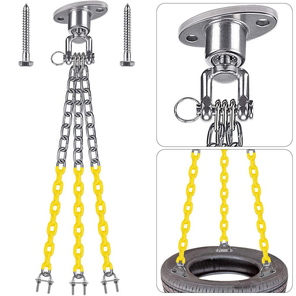 BeneLabel tire swing hanger with 360° rotation for smooth outdoor play