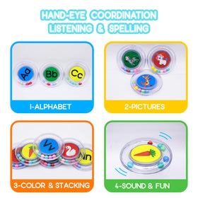 BeneSesqui bath toy set in action during tub play with A to Z exploration