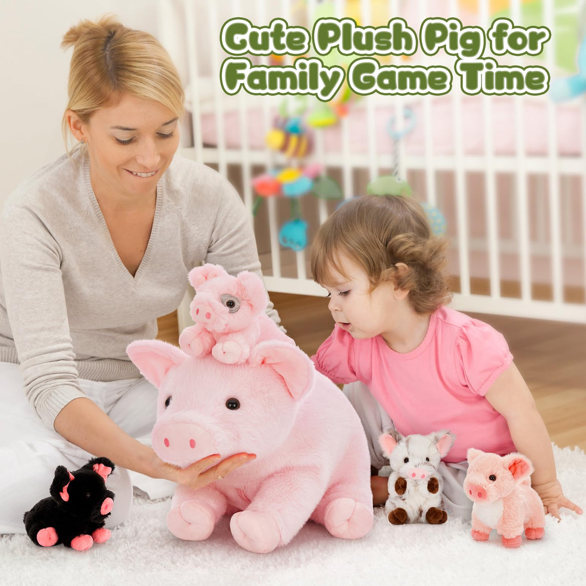 BENINY 16-inch pink pig plush ready for adventures, sleepovers, and pretend-play.