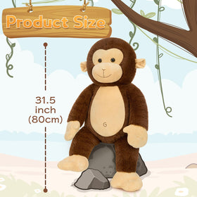 BENINY 30-inch giant plush monkey sitting as a playful chair, great for kids.
