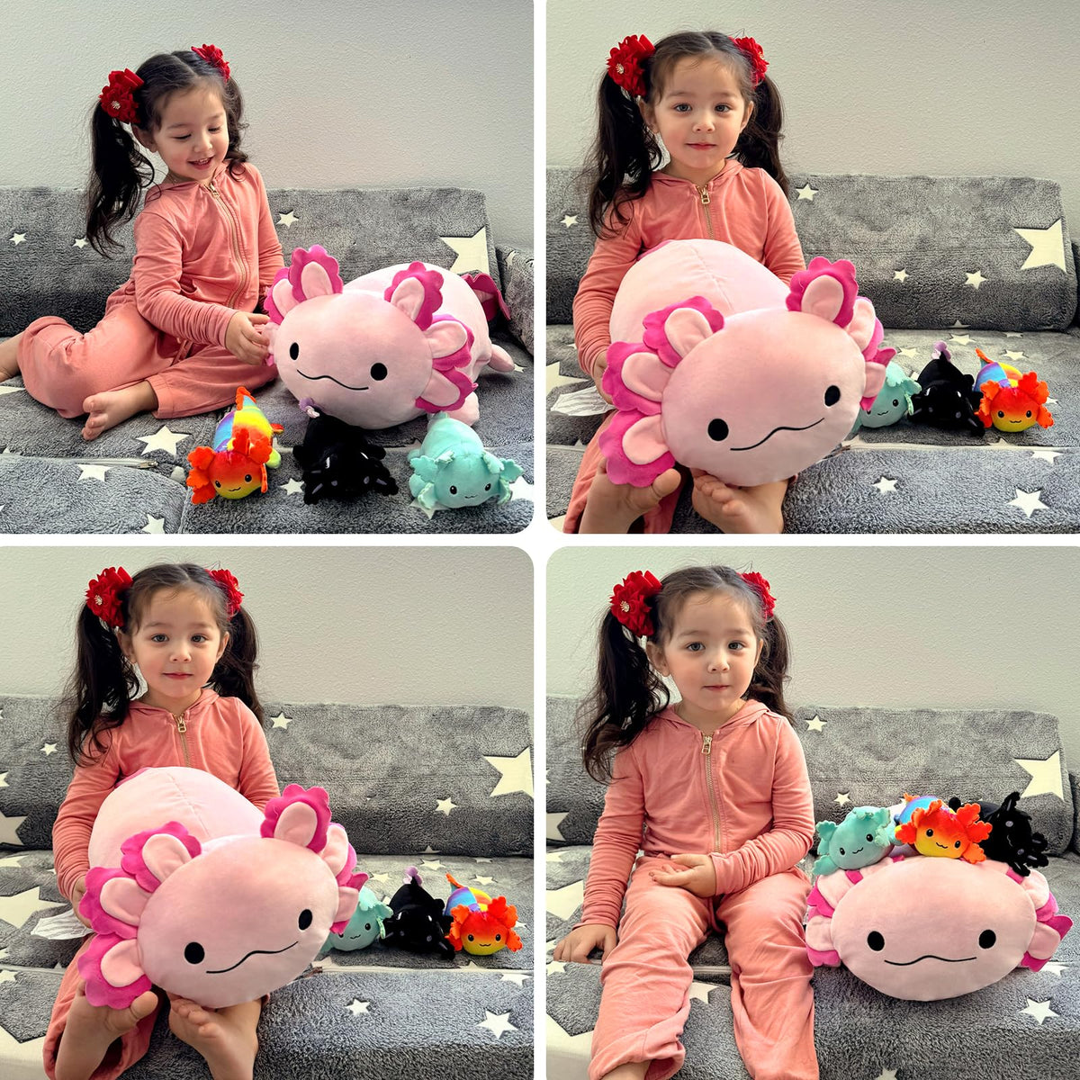 BENINY axolotl baby plush trio for imaginative play and bedtime comfort.