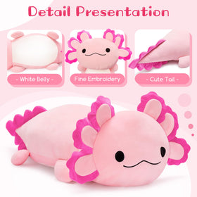 BENINY giant axolotl plush invites cozy cuddle time and relaxation.
