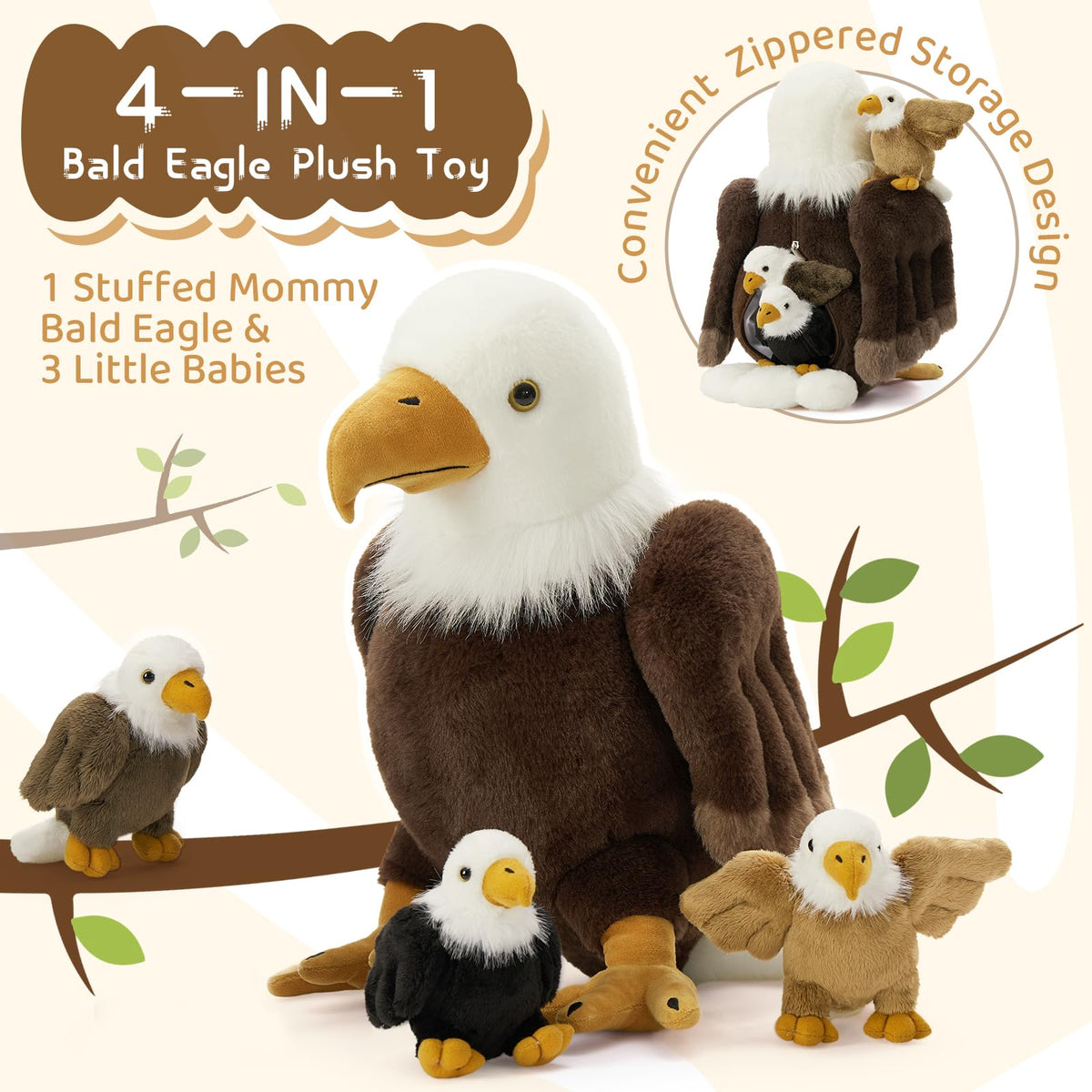 BENINY eagle plush back pocket, easy to store and carry.