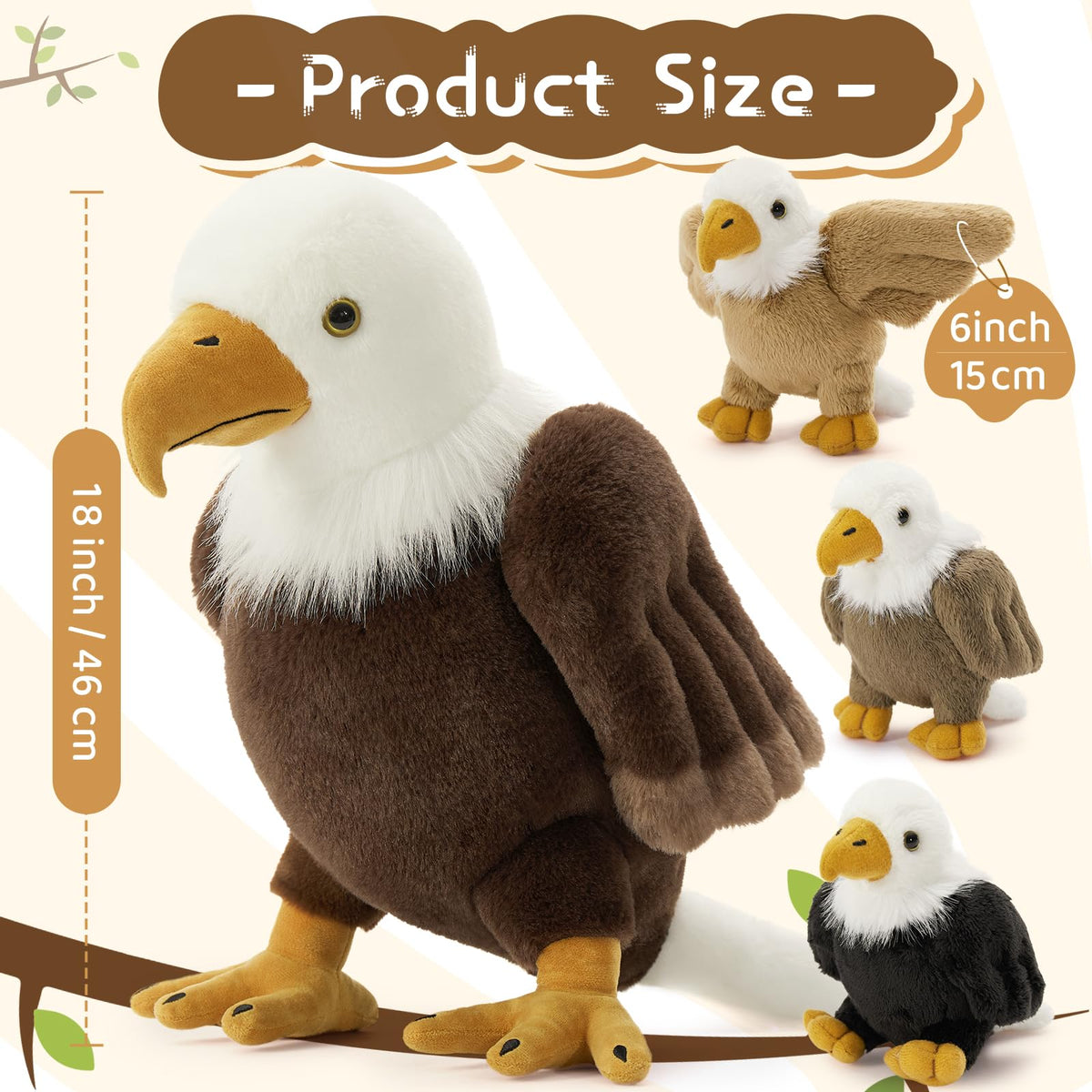 BENINY eagle plush soft fur close-up, premium materials and durable stitching.
