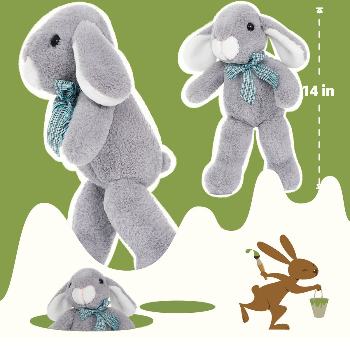 BENINY Easter Bunny soft plush fabric closeup, emphasizing cozy texture and durability.