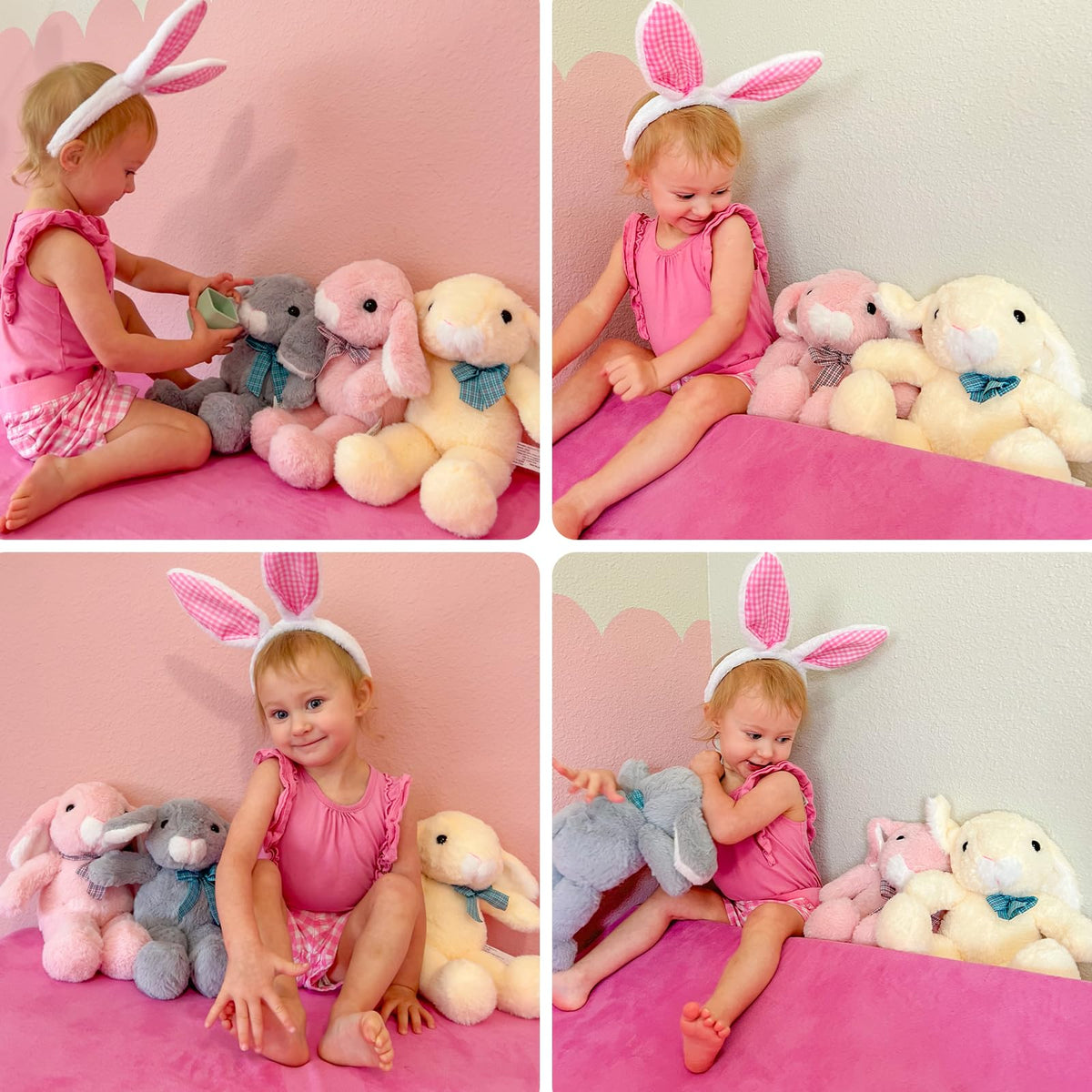BENINY Easter Bunny pink stuffed animal, cheerful decor-friendly plush for bedrooms and play.