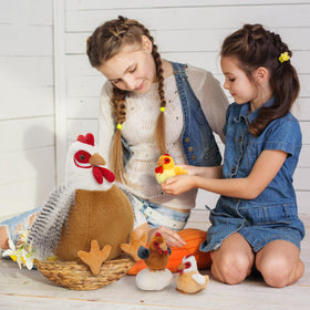 BENINY Easter-chicken-storytime-part plush ready for bedtime tales.