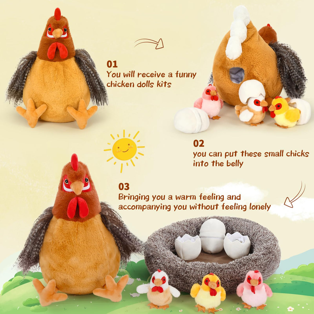 BENINY eggshells and chicks plush set for storytelling and soft decor