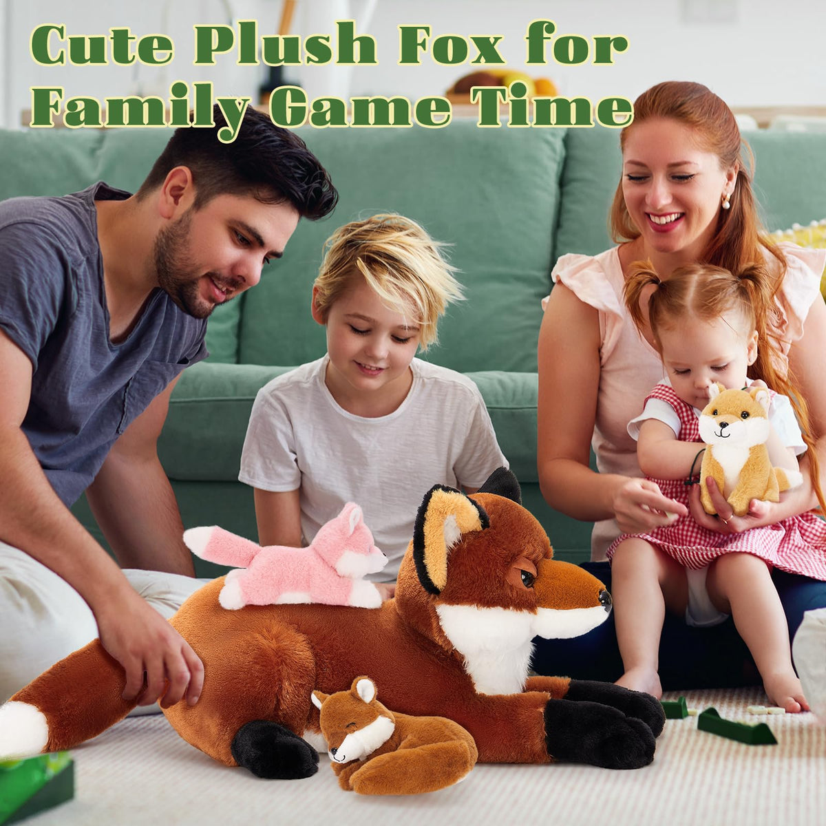 BENINY fox family plush set shown as a gift-ready package