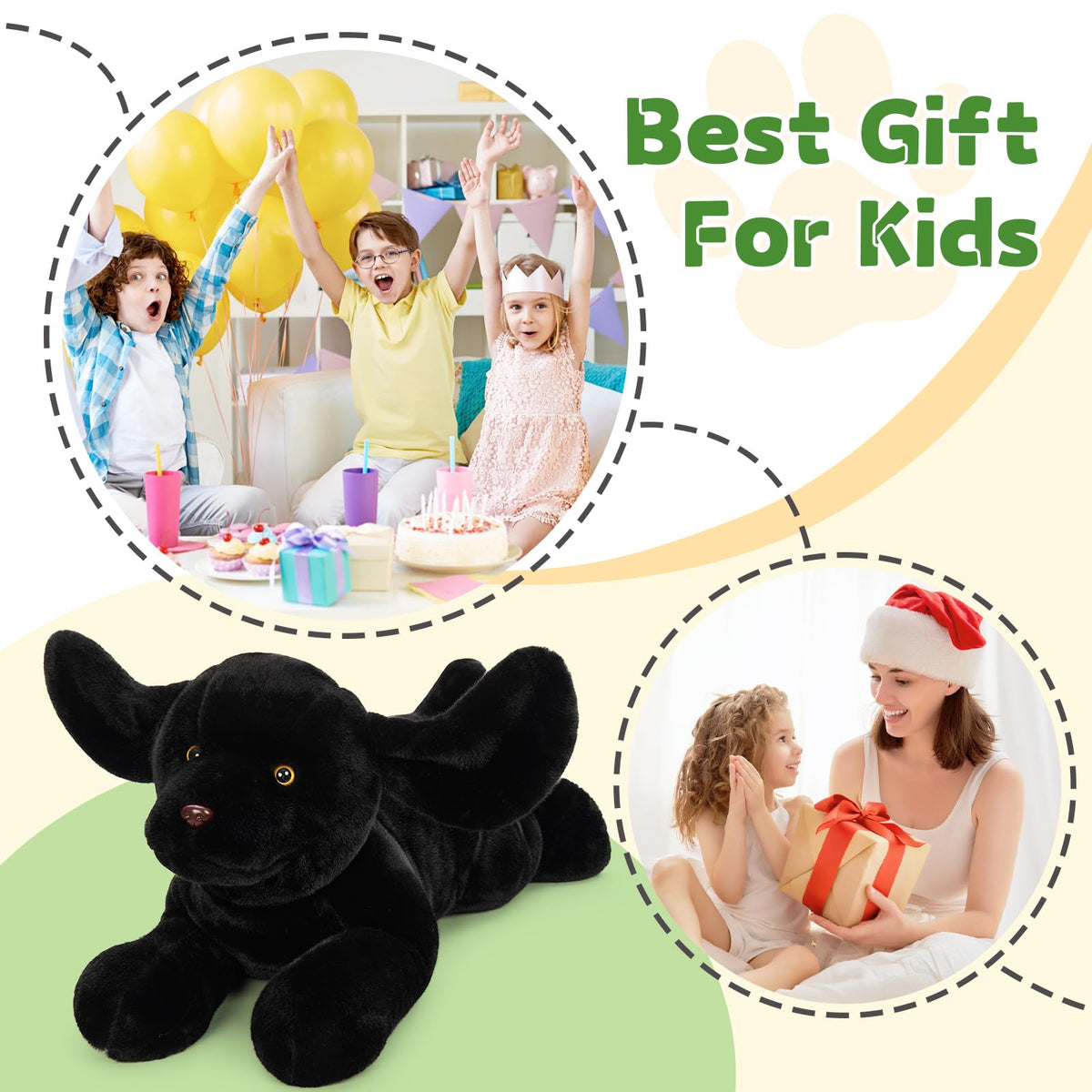 Beniny Giant Black Lab Plush kids playing, durable companion for adventures