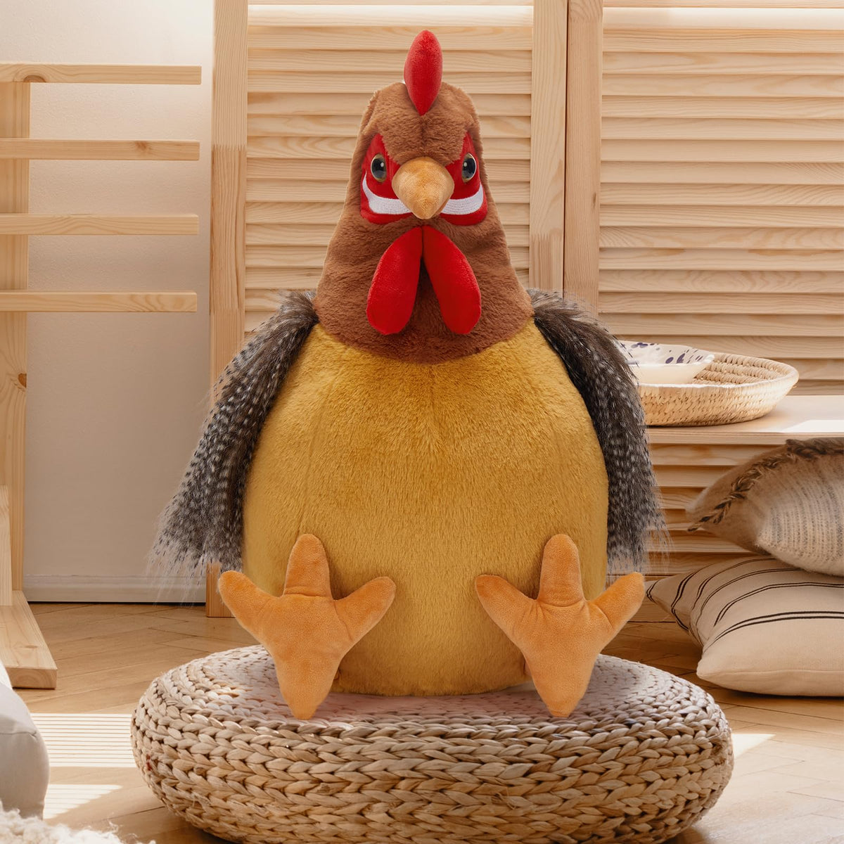 Unboxing BENINY giant chicken plush shows sturdy packaging and quality.