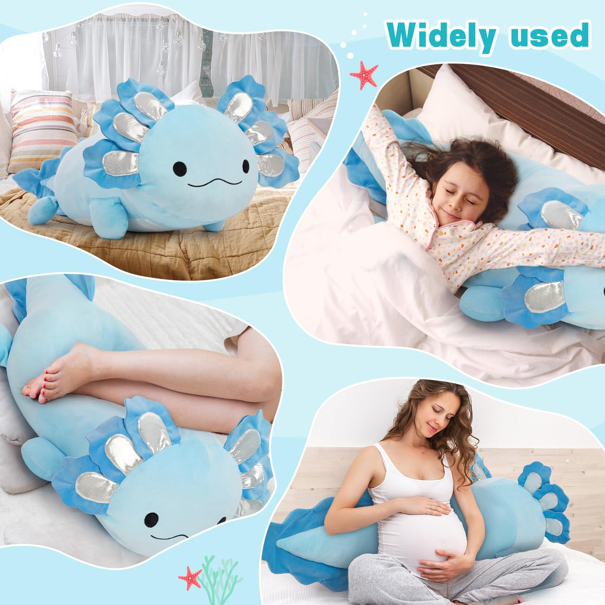 BENINY oversized axolotl plush features durable stitching for lasting companionship.