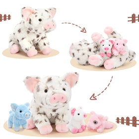 BENINY piglets inside zippered tummy, ready for storytelling and discovery.