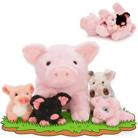 BENINY pink mommy pig with piglets plush for warm hugs and imaginative play.