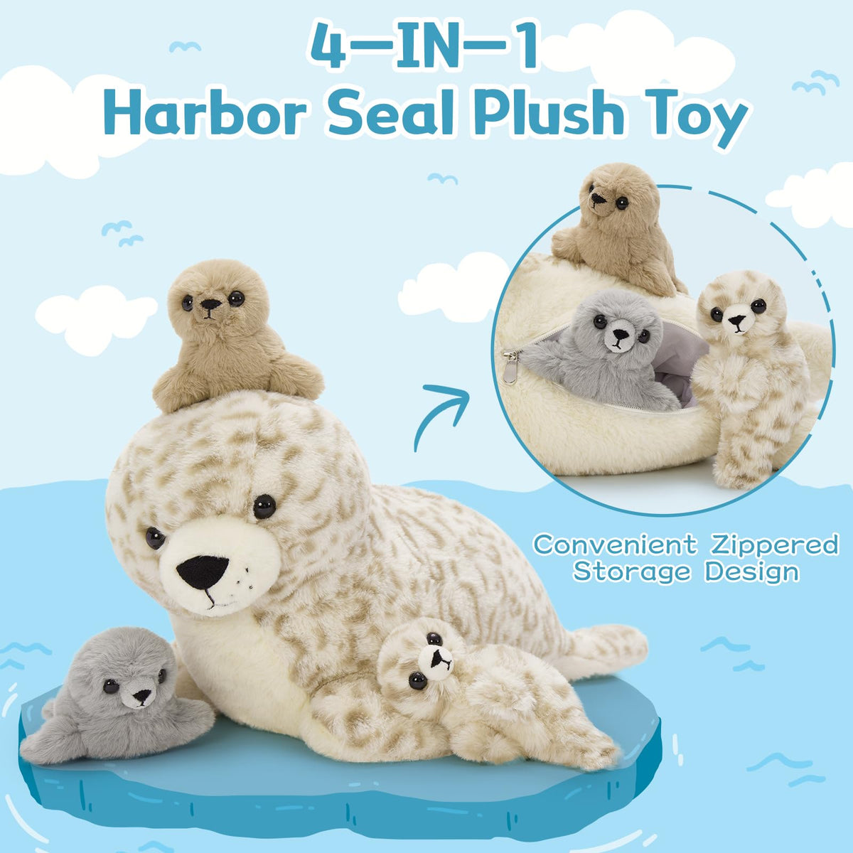 BENINY unzip tummy feature reveals pups, encouraging curiosity and interactive play.