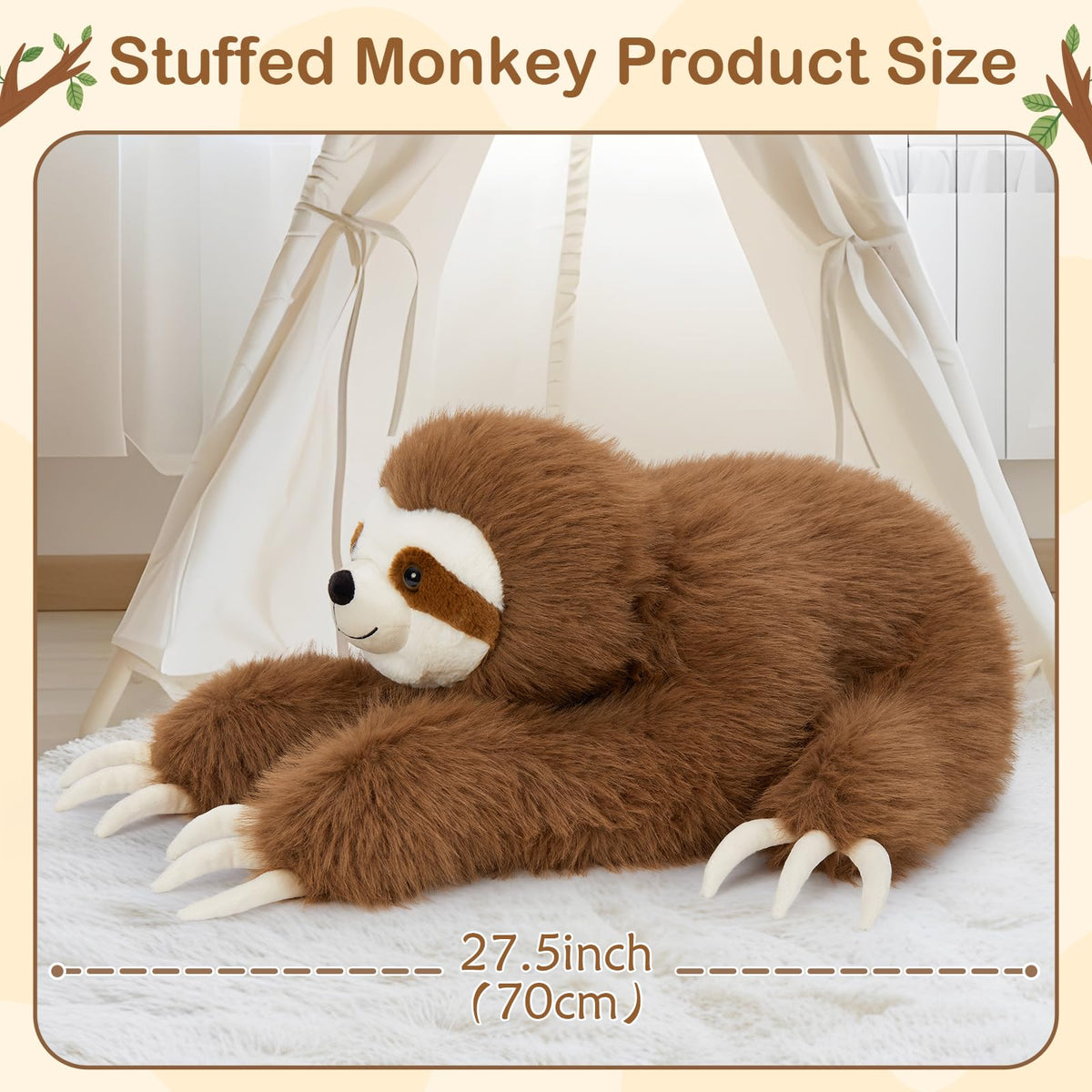 BENINY sloth face detail with natural color enhances room display