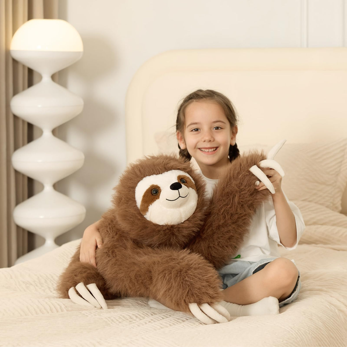 BENINY large sloth pillow design provides plush support for naps and relaxing moments