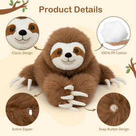 BENINY sloth plush with snap hands for attachable hangings on bags